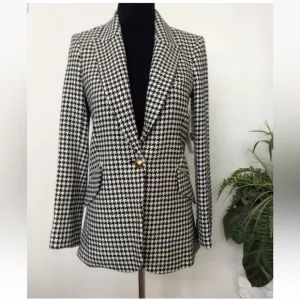 AQUA Bloomingdales Exclusive- Houndstooth Single Breasted Blazer Jacket
