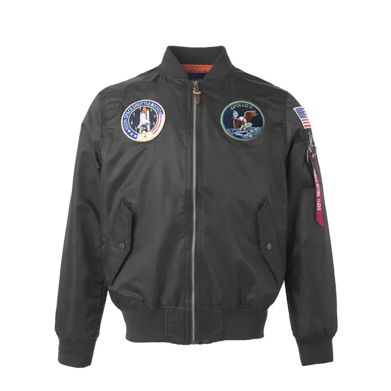Autumn Apollo Thin 100th SPACE SHUTTLE MISSION MA1 Bomber Hiphop US Air Force Pilot Flight Korean College Jacket For Men