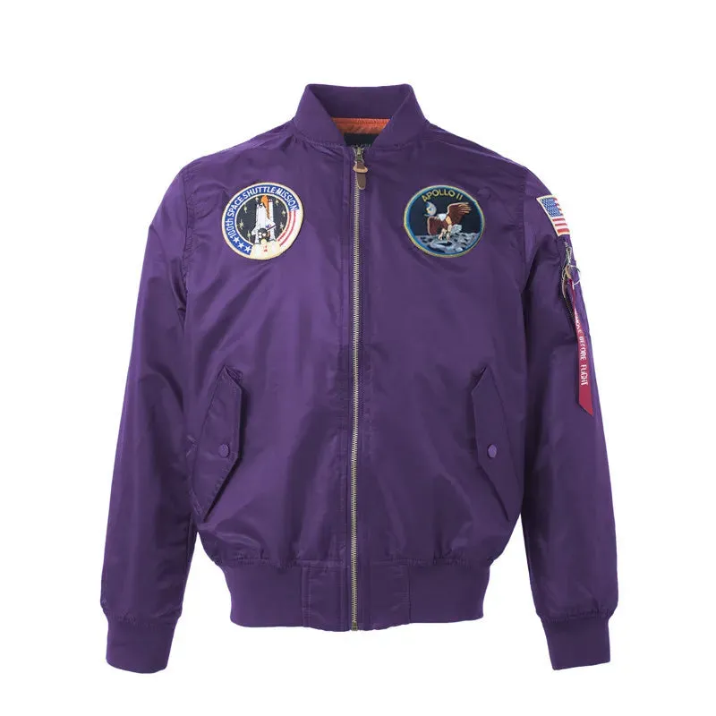 Autumn Apollo Thin 100th SPACE SHUTTLE MISSION MA1 Bomber Hiphop US Air Force Pilot Flight Korean College Jacket For Men