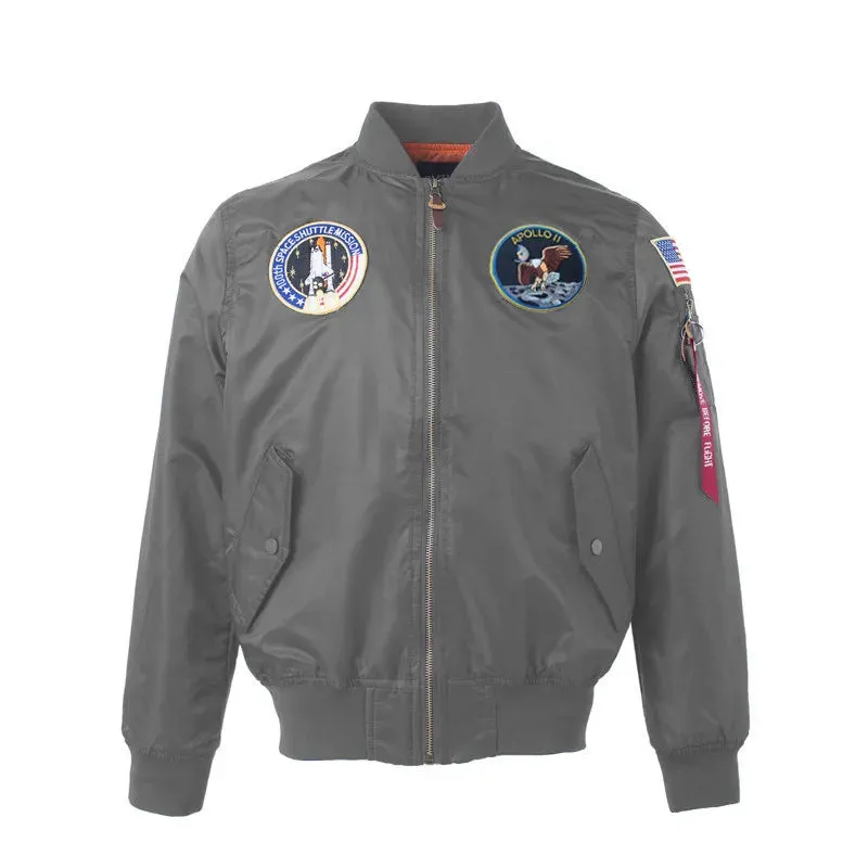 Autumn Apollo Thin 100th SPACE SHUTTLE MISSION MA1 Bomber Hiphop US Air Force Pilot Flight Korean College Jacket For Men
