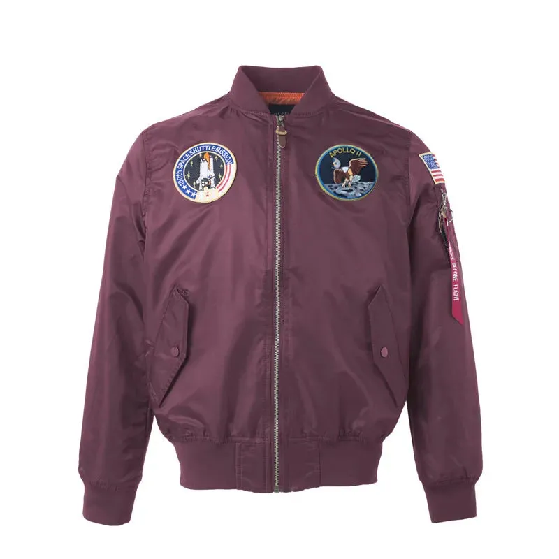 Autumn Apollo Thin 100th SPACE SHUTTLE MISSION MA1 Bomber Hiphop US Air Force Pilot Flight Korean College Jacket For Men