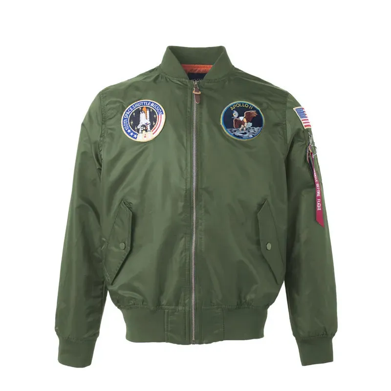 Autumn Apollo Thin 100th SPACE SHUTTLE MISSION MA1 Bomber Hiphop US Air Force Pilot Flight Korean College Jacket For Men
