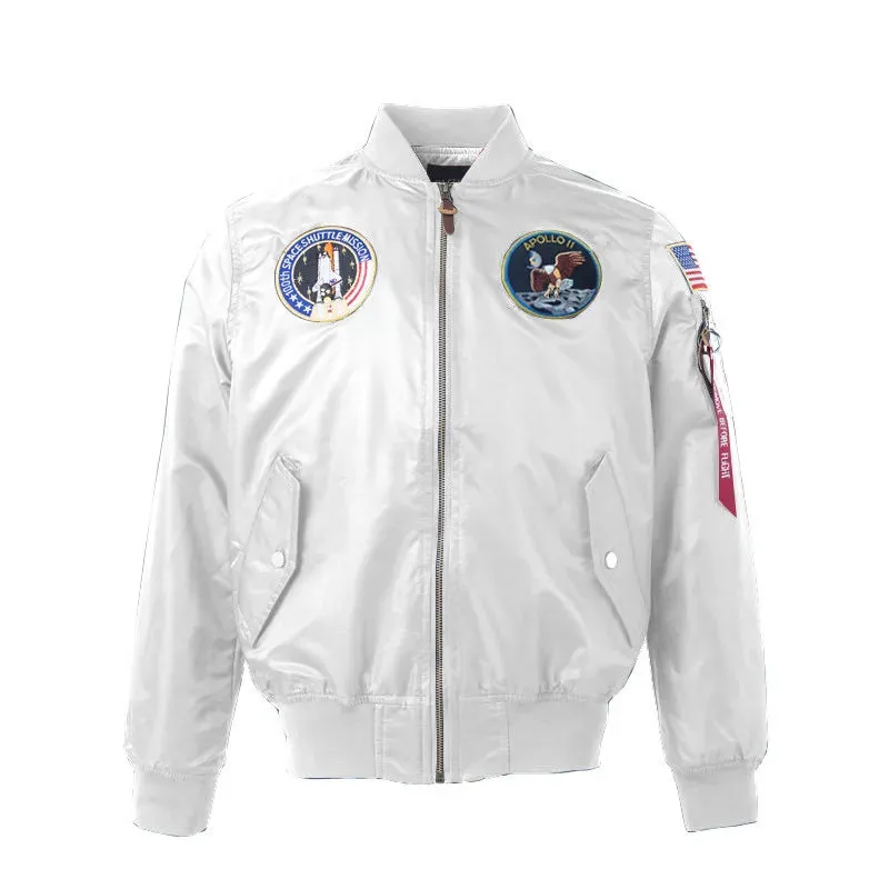Autumn Apollo Thin 100th SPACE SHUTTLE MISSION MA1 Bomber Hiphop US Air Force Pilot Flight Korean College Jacket For Men
