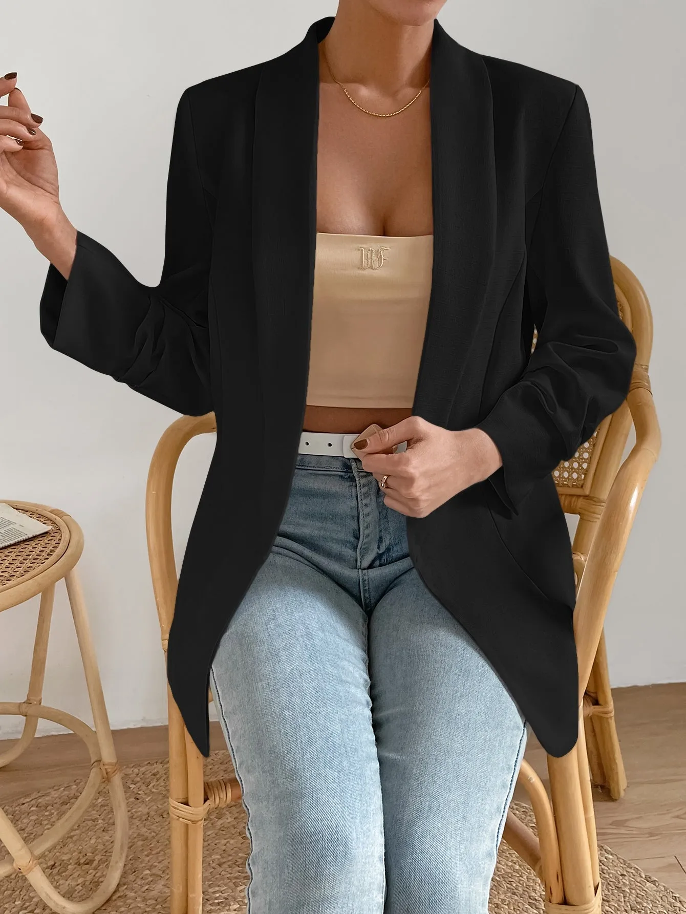 Aveloria Blazer de solapa abierta en Cherry Vibes