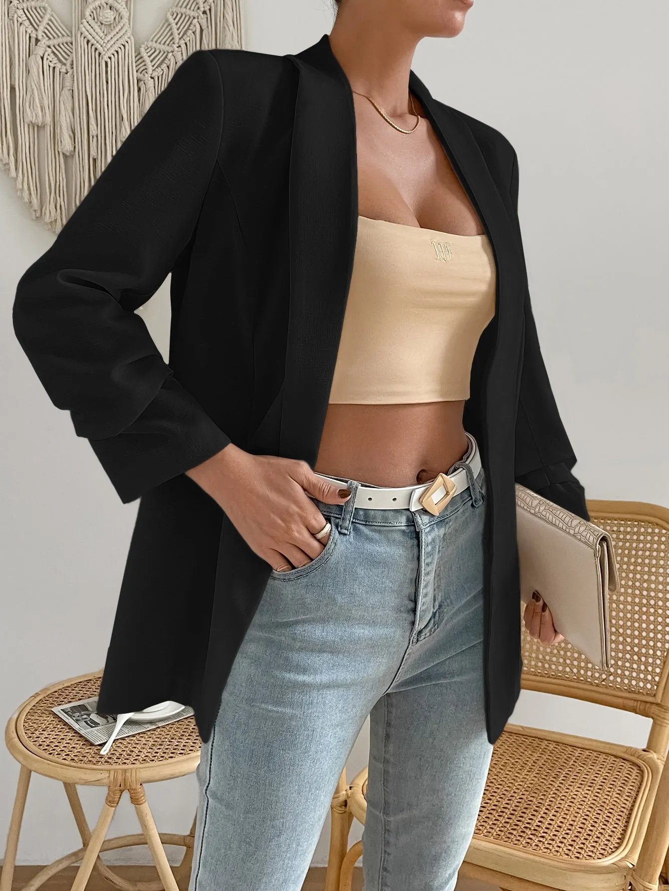Aveloria Blazer de solapa abierta en Cherry Vibes