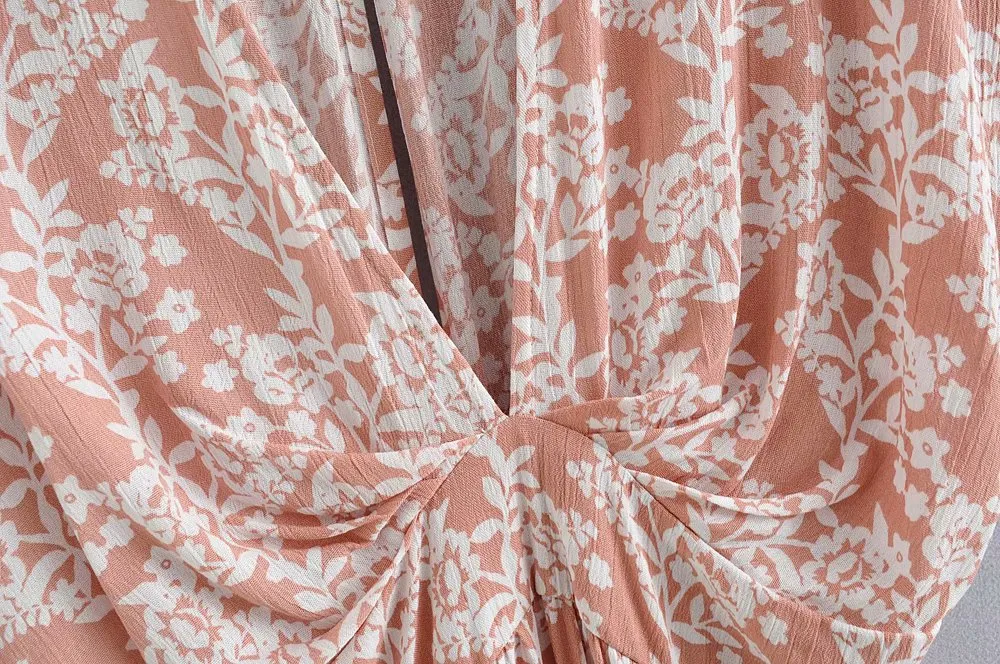 Batwing Sleeve V-neck Split Floral Maxi Dresses