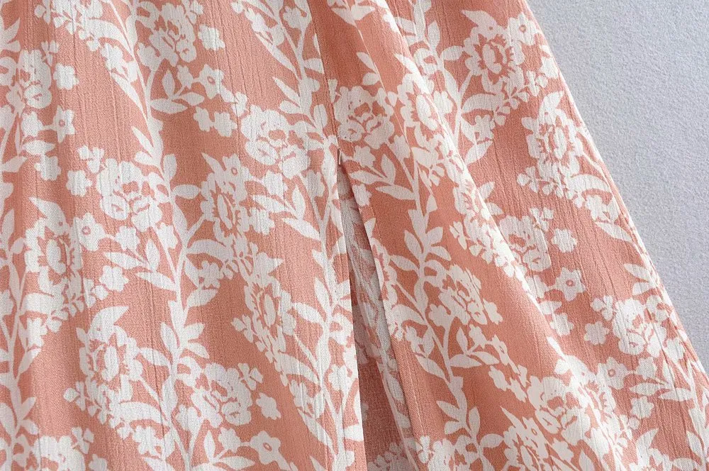 Batwing Sleeve V-neck Split Floral Maxi Dresses