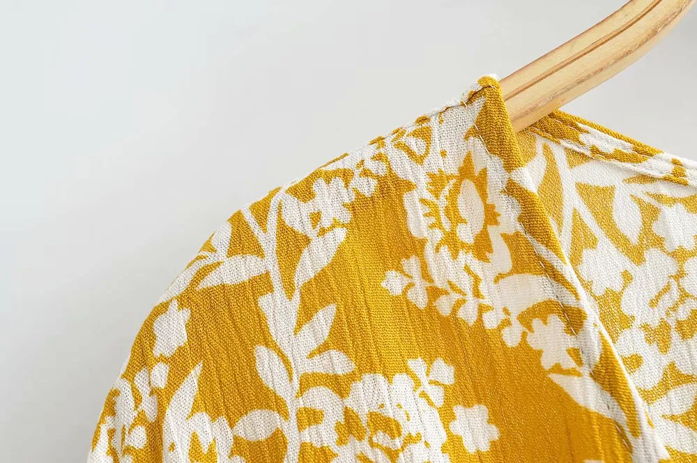 Batwing Sleeve V-neck Split Floral Maxi Dresses
