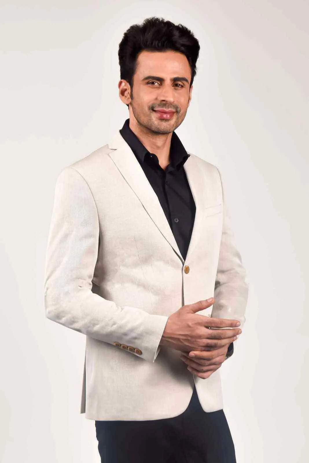 Beige Knitted Stretch Blazer