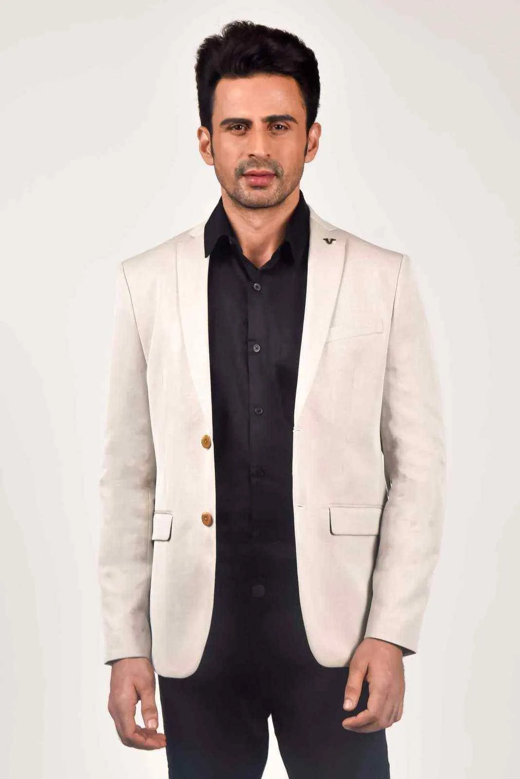 Beige Knitted Stretch Blazer