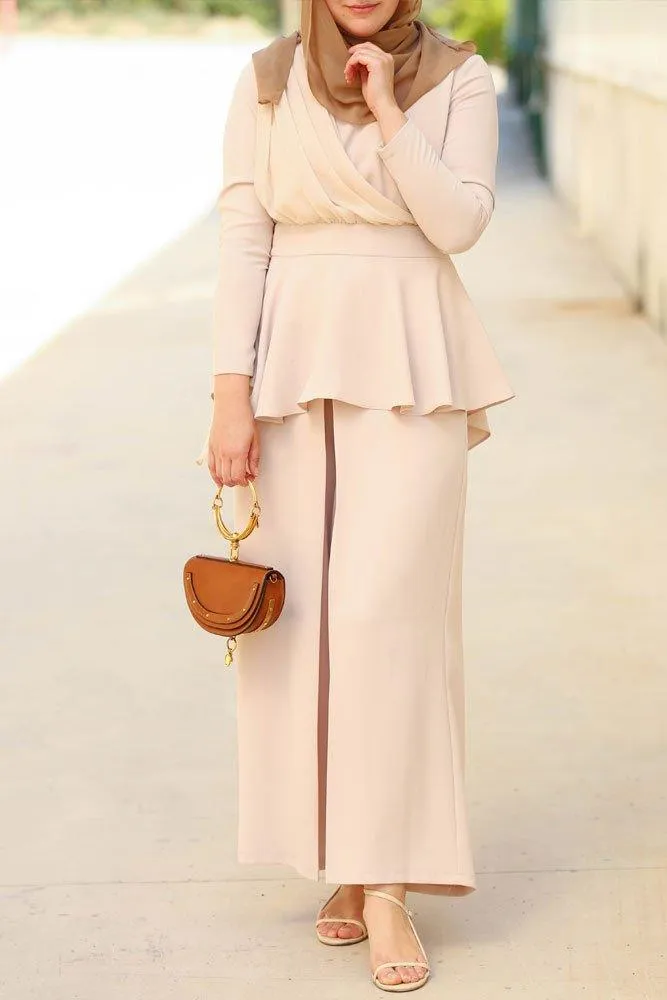 Beige Peplum Set