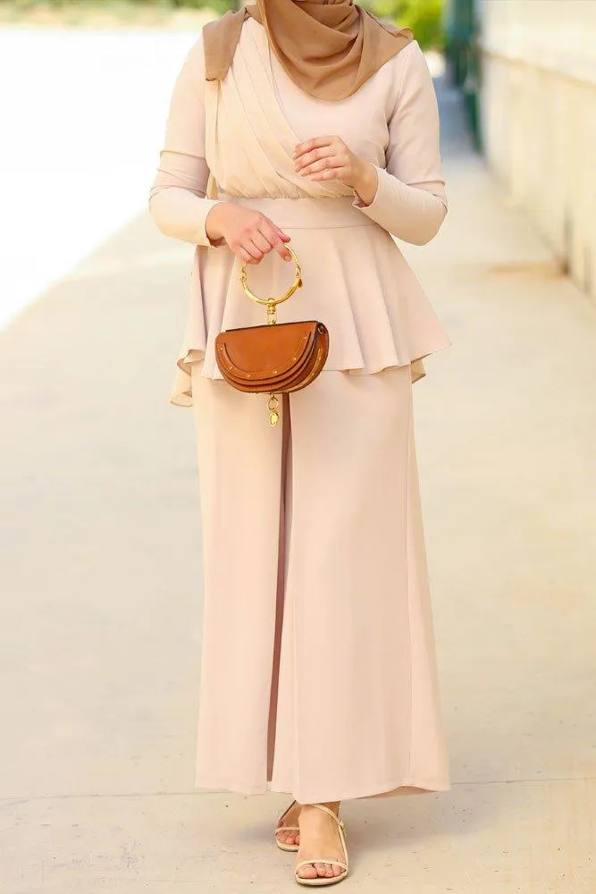 Beige Peplum Set