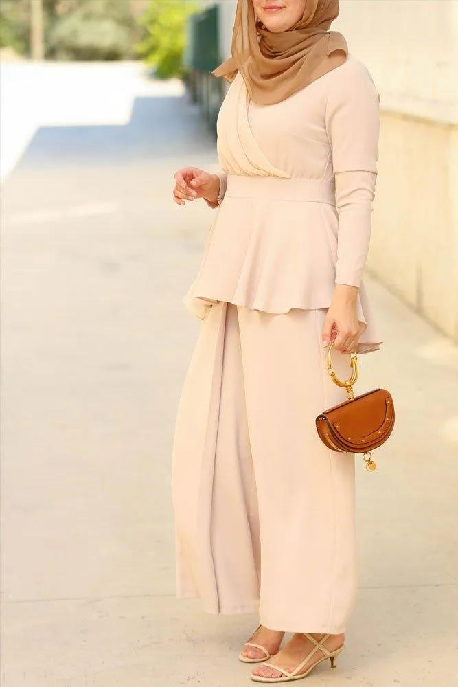 Beige Peplum Set