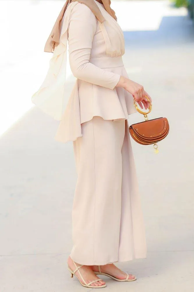 Beige Peplum Set