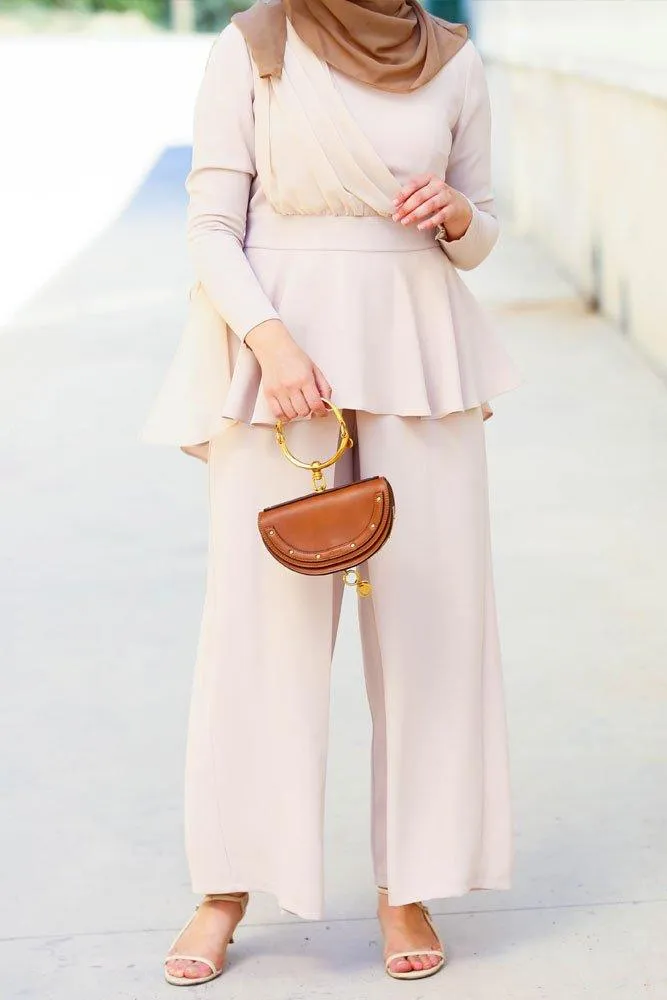 Beige Peplum Set