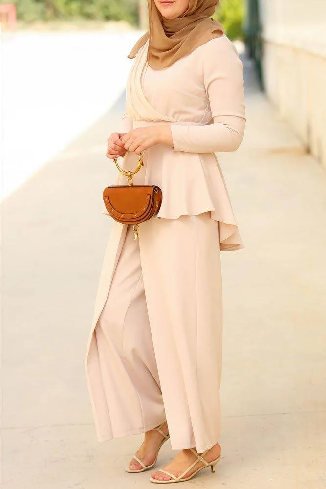 Beige Peplum Set
