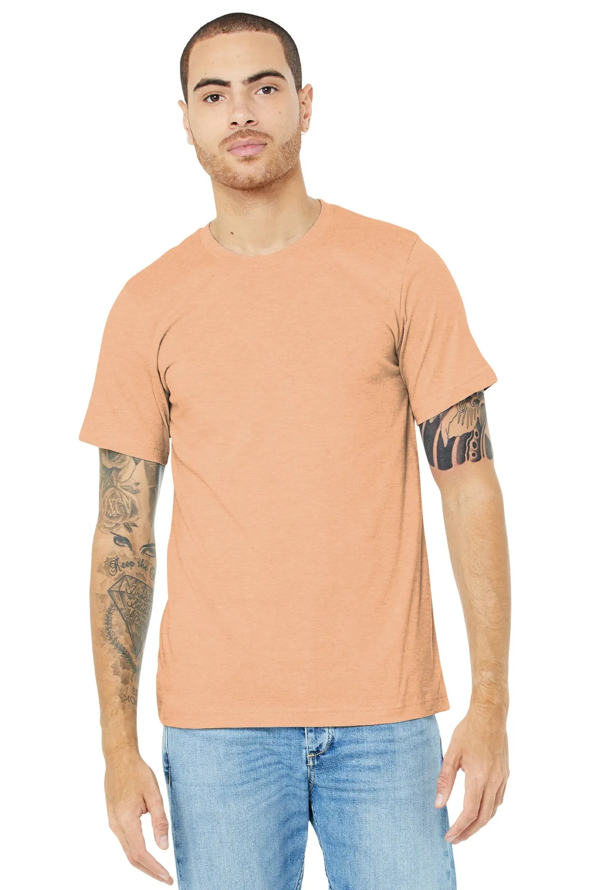 BELLA CANVAS  Unisex Heather CVC Short Sleeve Tee. BC3001CVC Heather Peach