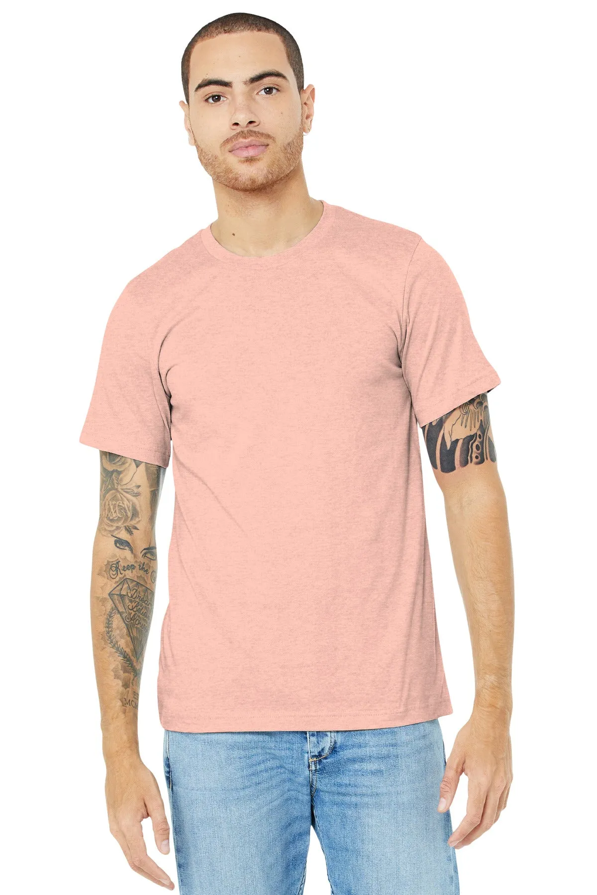 BELLA CANVAS  Unisex Heather CVC Short Sleeve Tee. BC3001CVC Heather Prism Peach