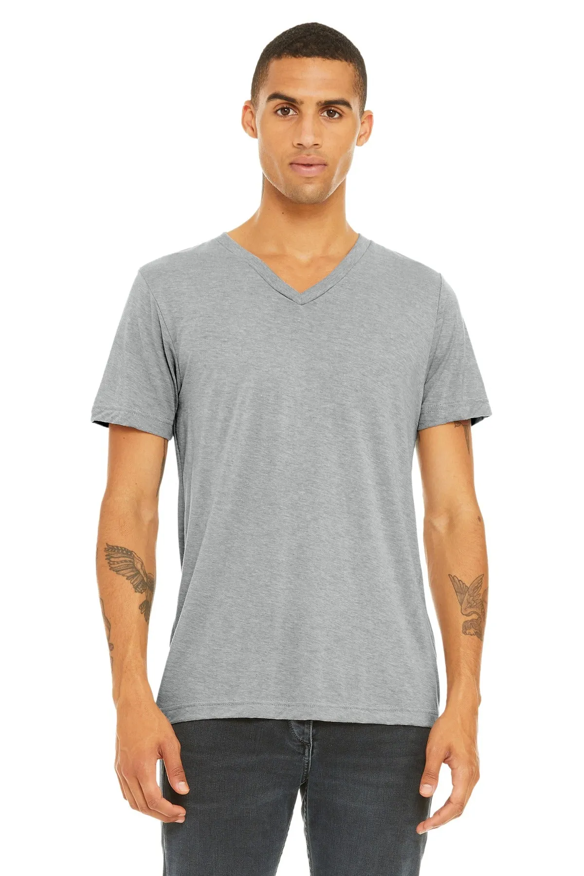 BELLA CANVAS  Unisex Triblend Short Sleeve V-Neck Te. BC3415 Athletic Grey Triblend