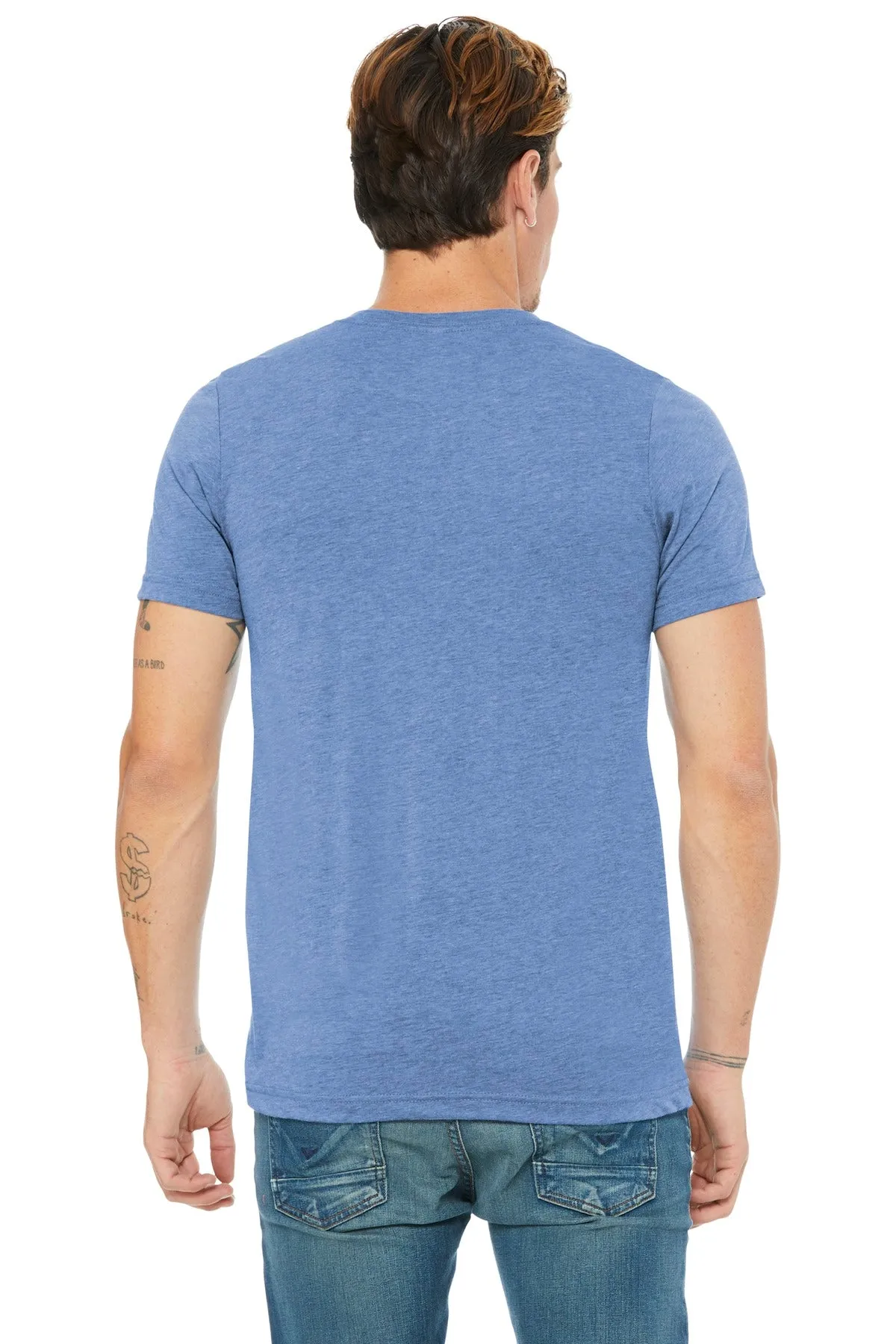 BELLA CANVAS  Unisex Triblend Short Sleeve V-Neck Te. BC3415 Blue Triblend