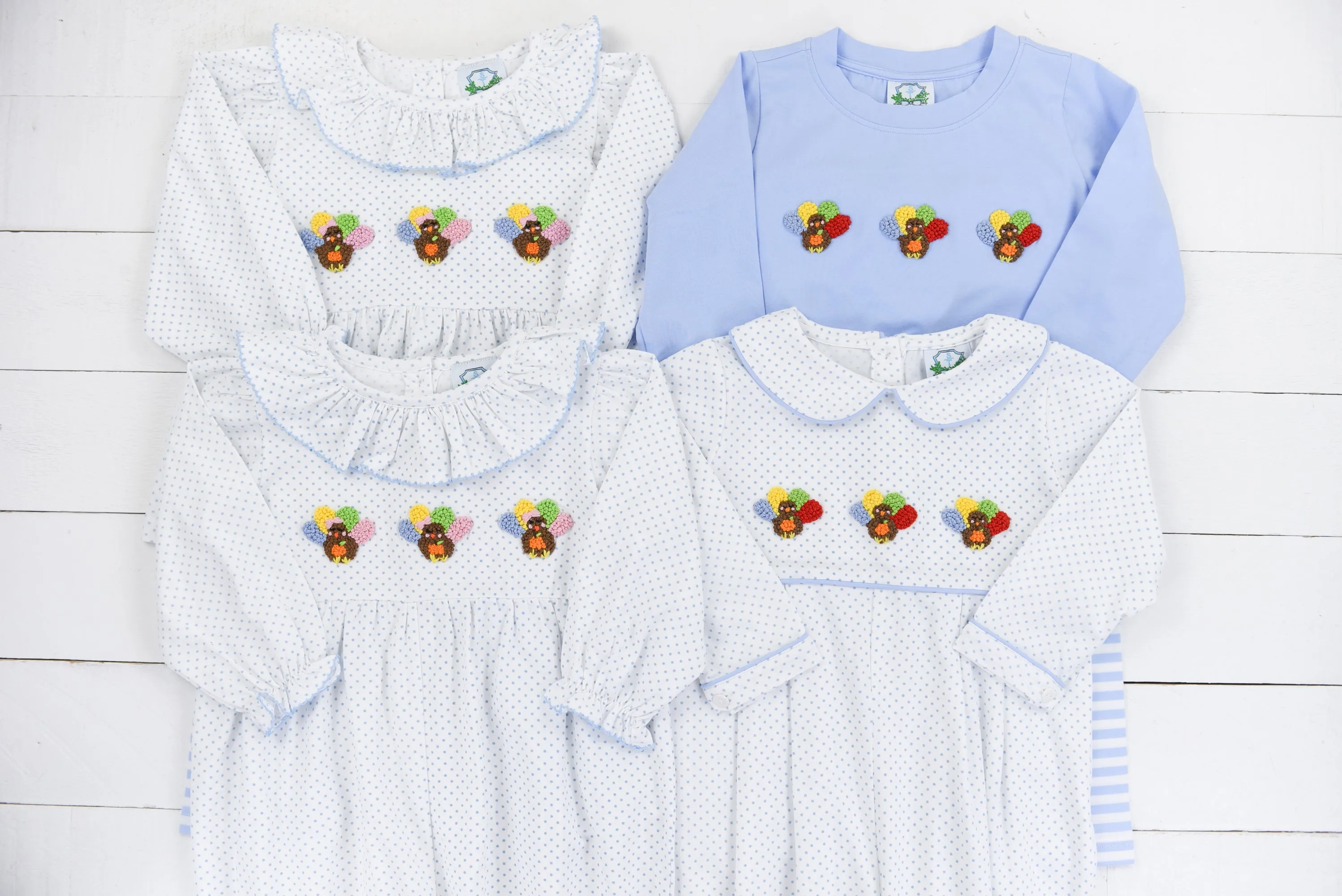 Bitty Dot French Knot Turkeys Boys Pants Set