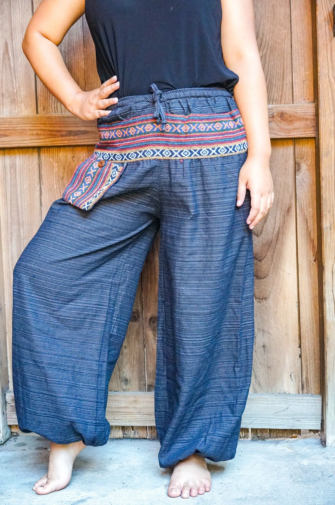 Black Cotton Tribal Pants