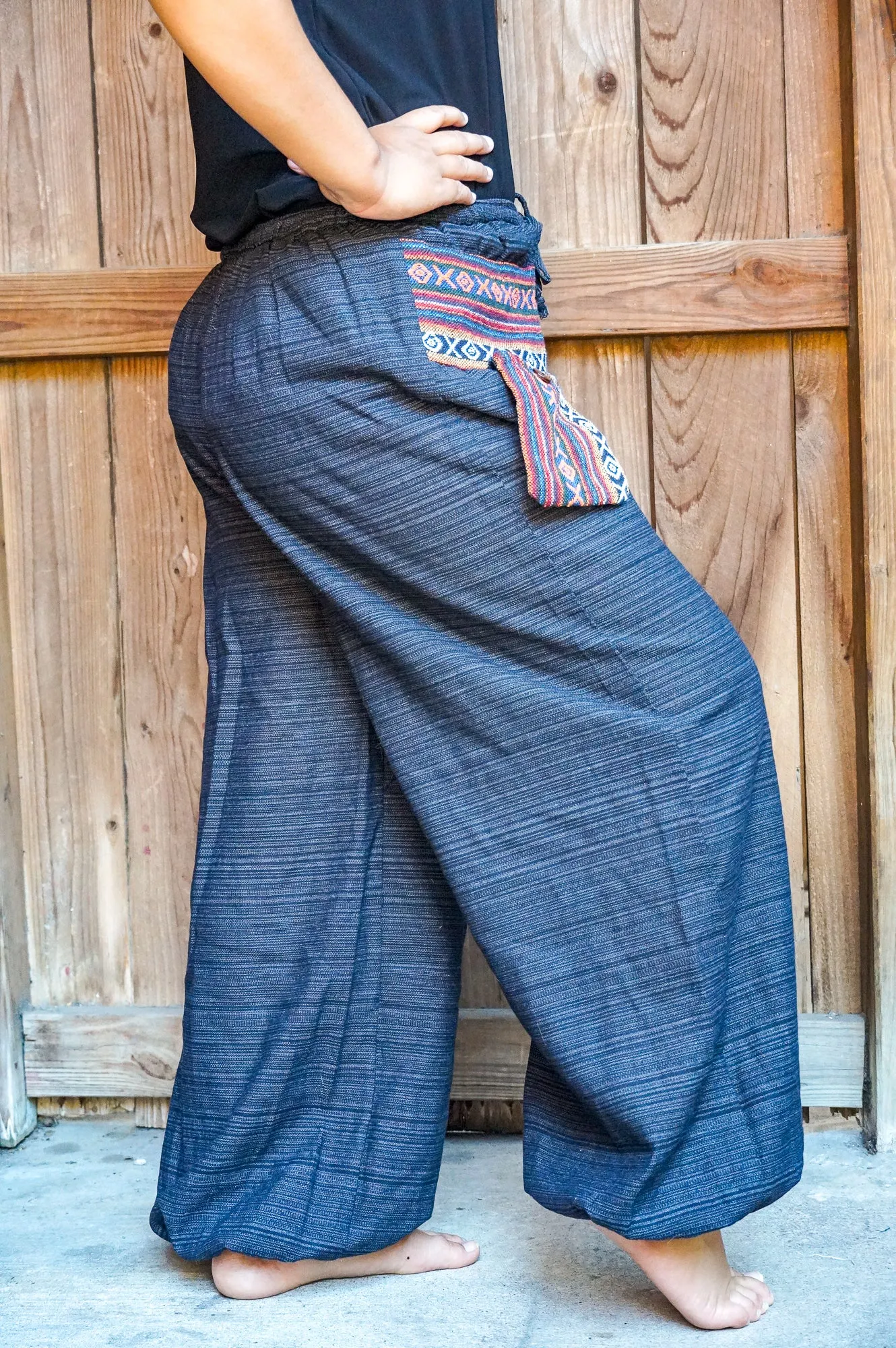 Black Cotton Tribal Pants
