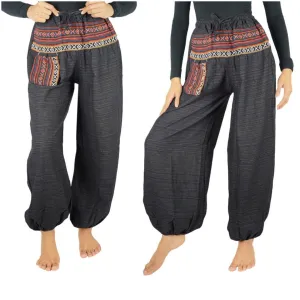 Black Cotton Tribal Pants