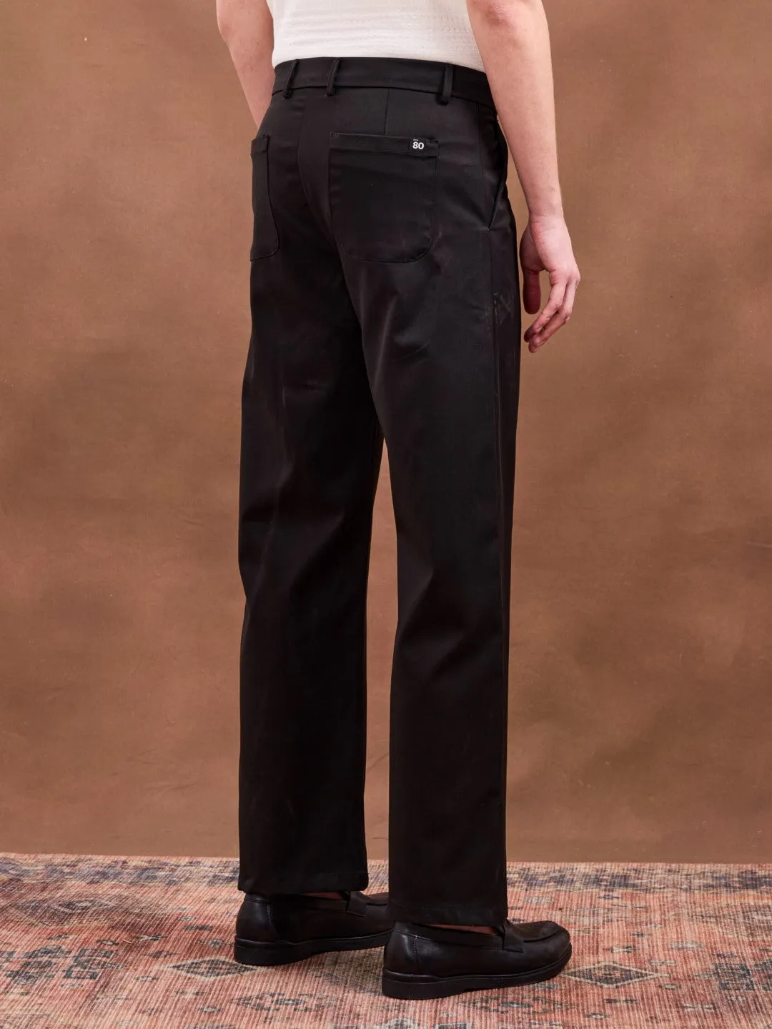 Black Plain Korean Loose Pants