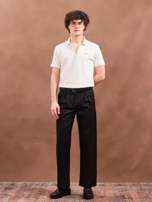 Black Plain Korean Loose Pants