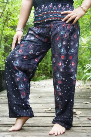 Black with Mulitcolor Accents Peacock Pants