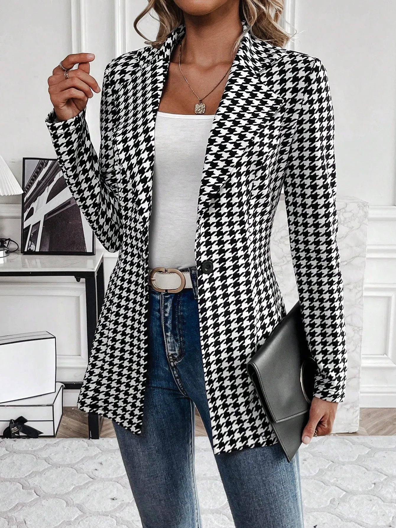 Blazer Cazadora de Pata de Gallo para Mujer  CR