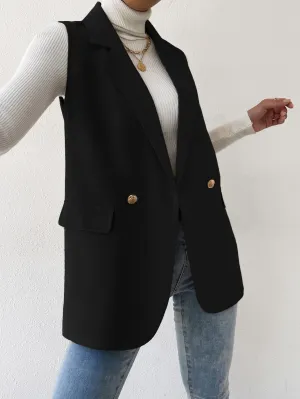 Blazer chaleco de cuello con solapa para mujer  CR