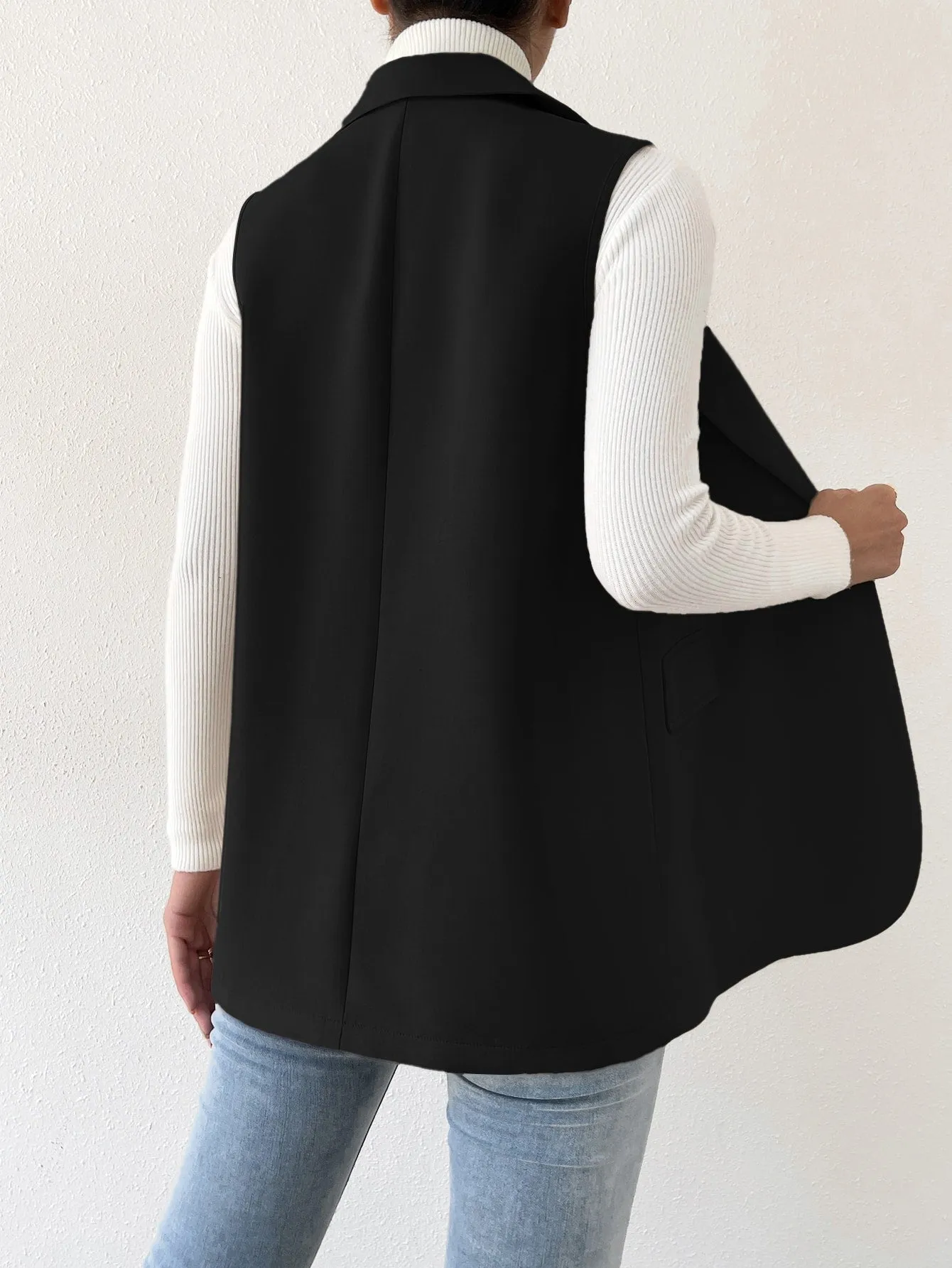 Blazer chaleco de cuello con solapa para mujer  CR