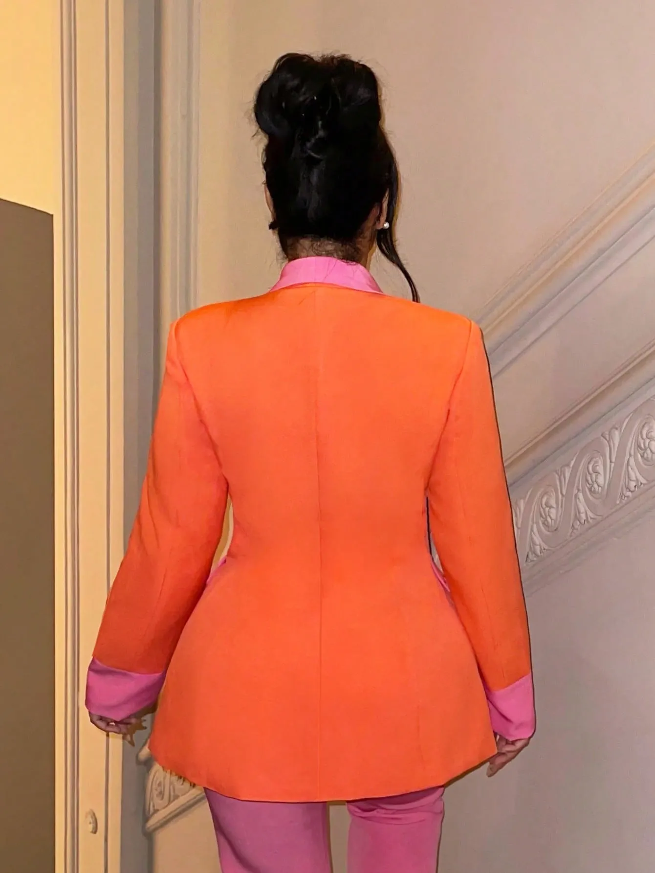 Blazer de dos tonos con botón