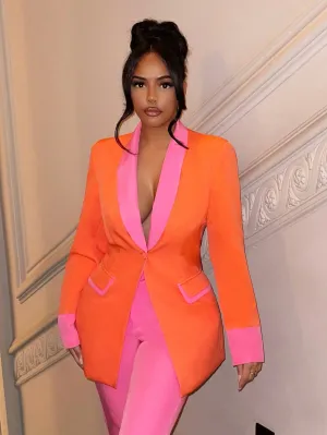 Blazer de dos tonos con botón