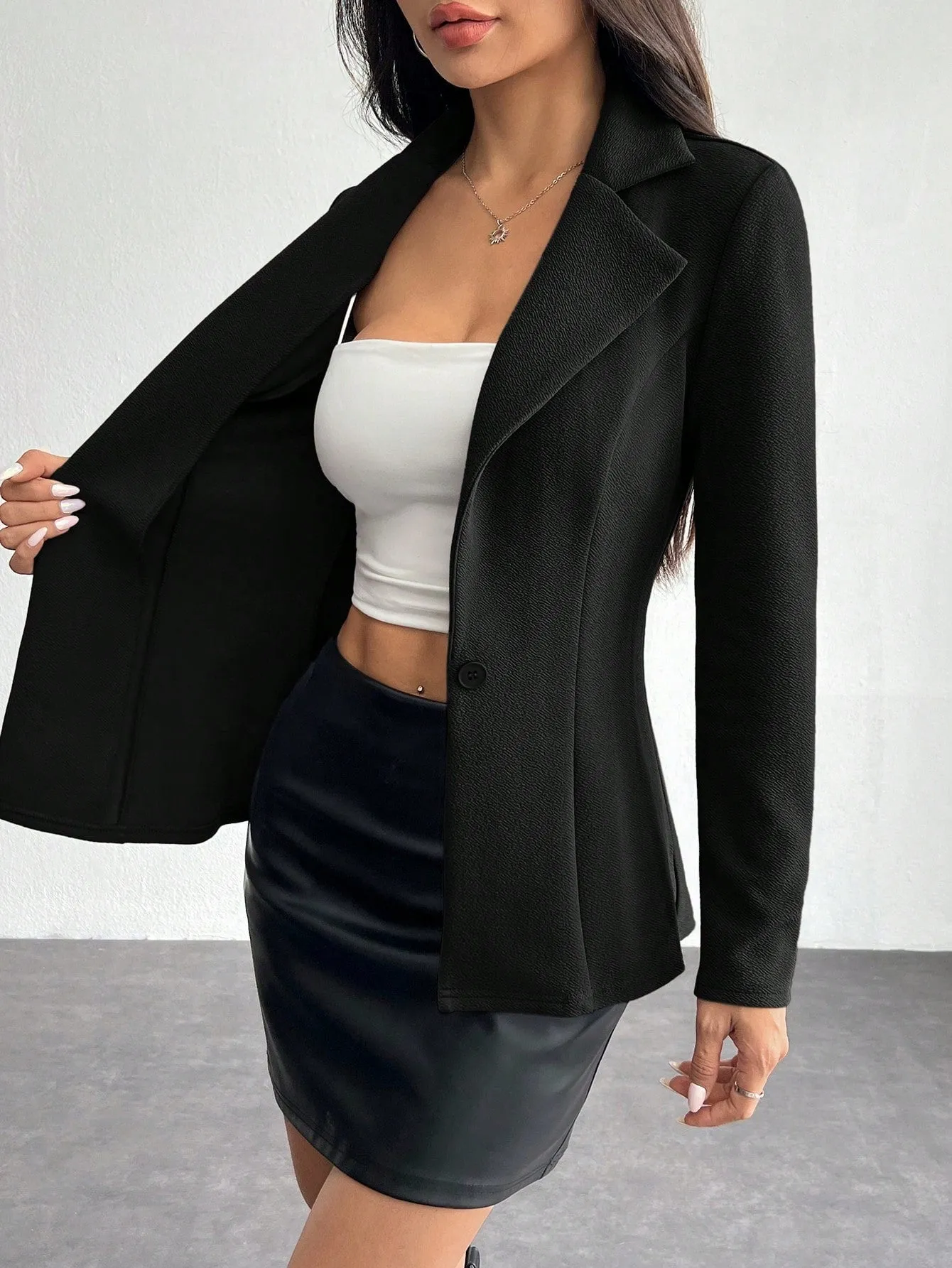 Blazer de mujer Cherry Vibes con cuello de solapa en