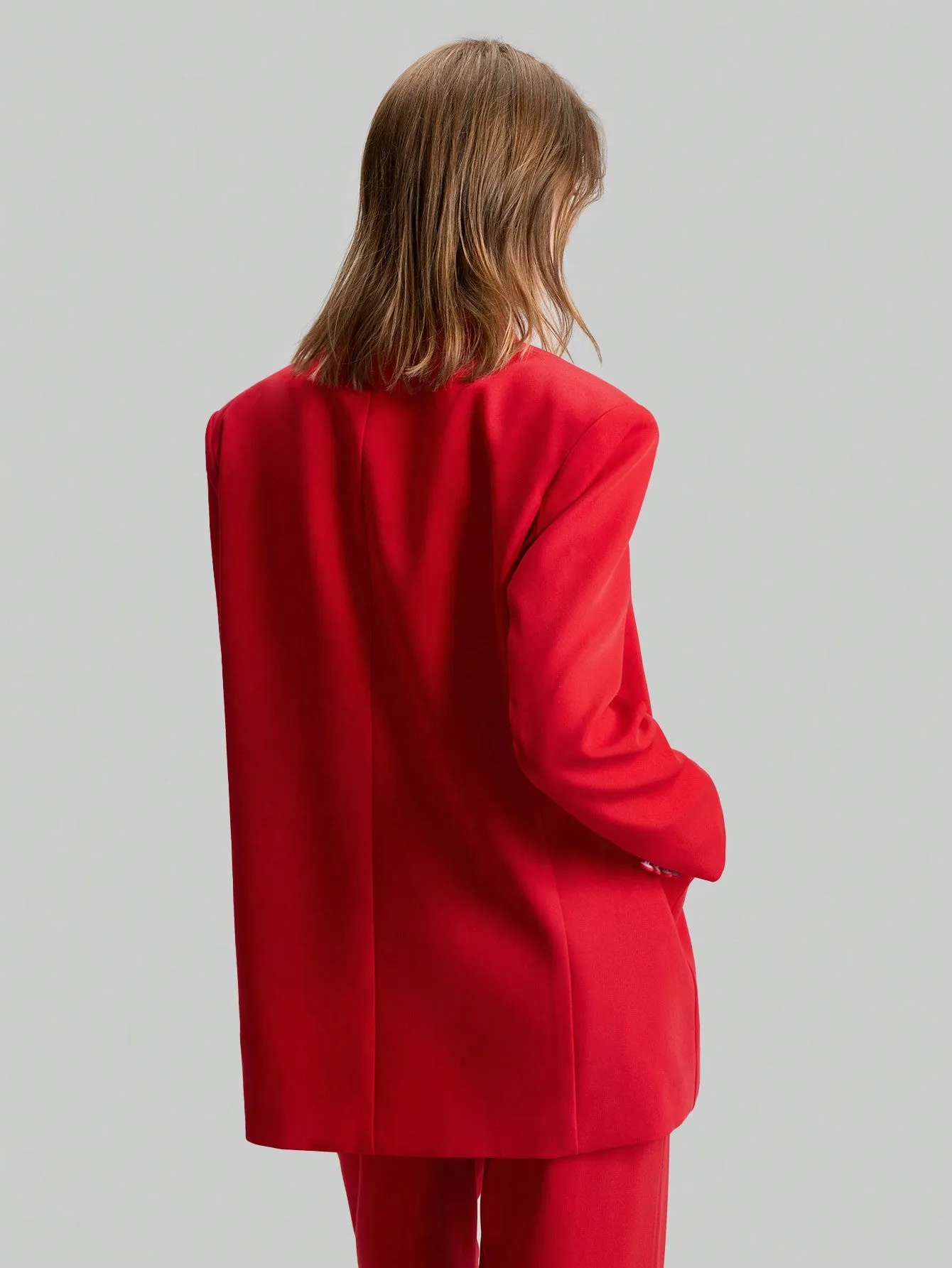 Blazer elegante de mujer roja al estilo de los 90