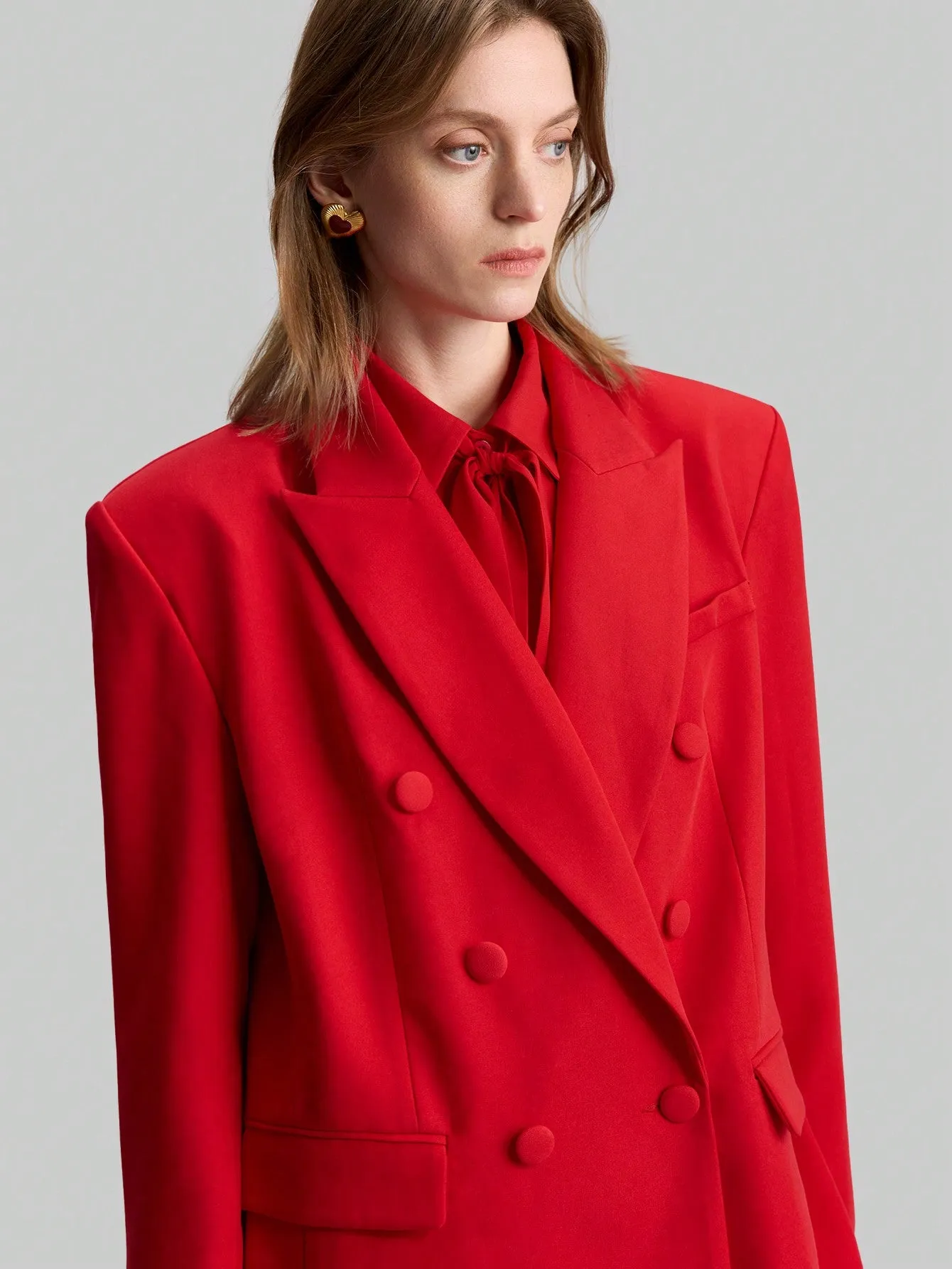 Blazer elegante de mujer roja al estilo de los 90