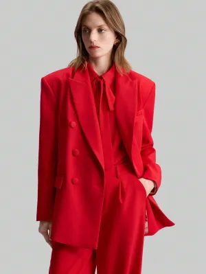 Blazer elegante de mujer roja al estilo de los 90