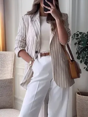 Blazer minimalista de rayas para mujer