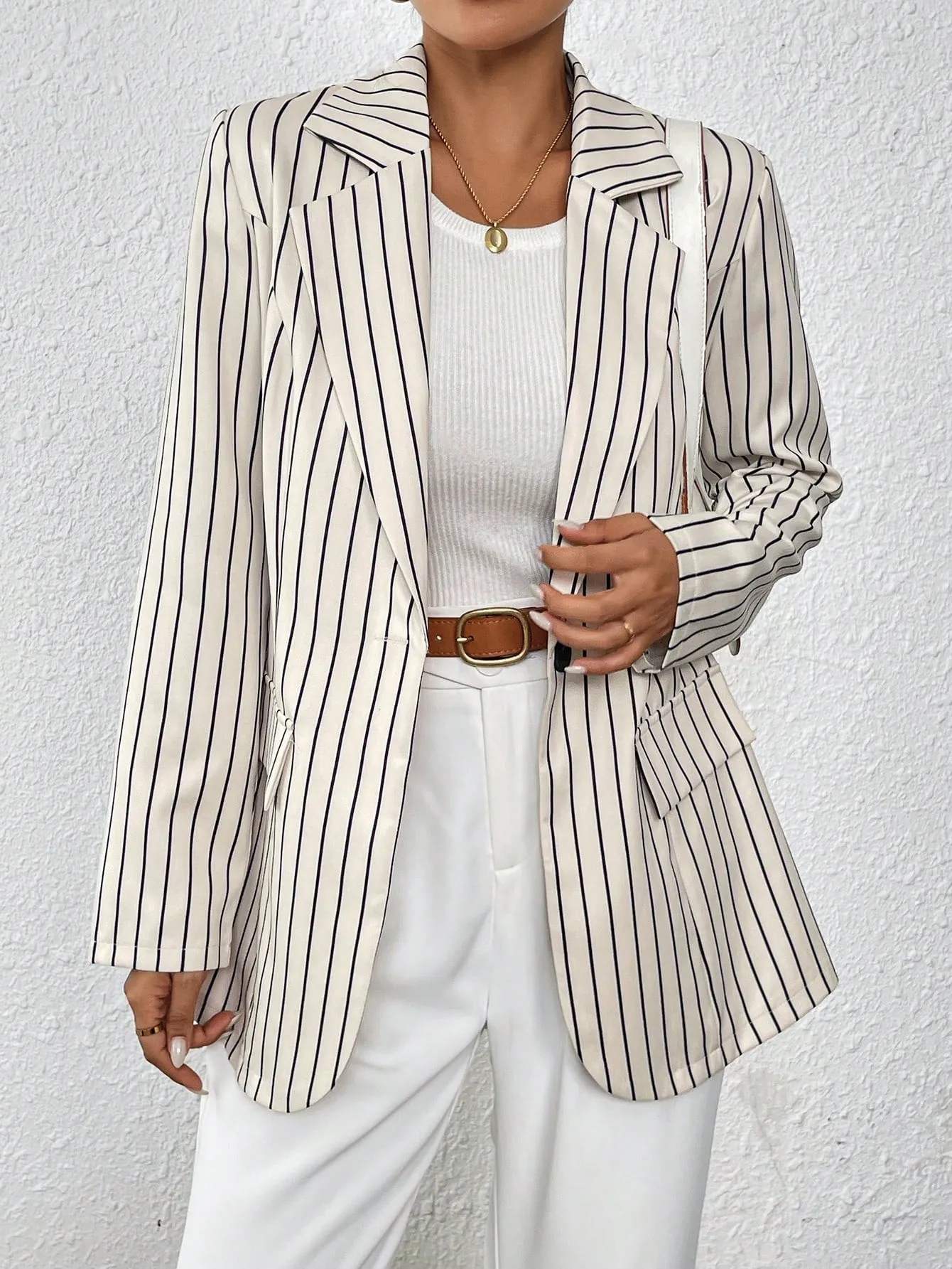 Blazer minimalista de rayas para mujer