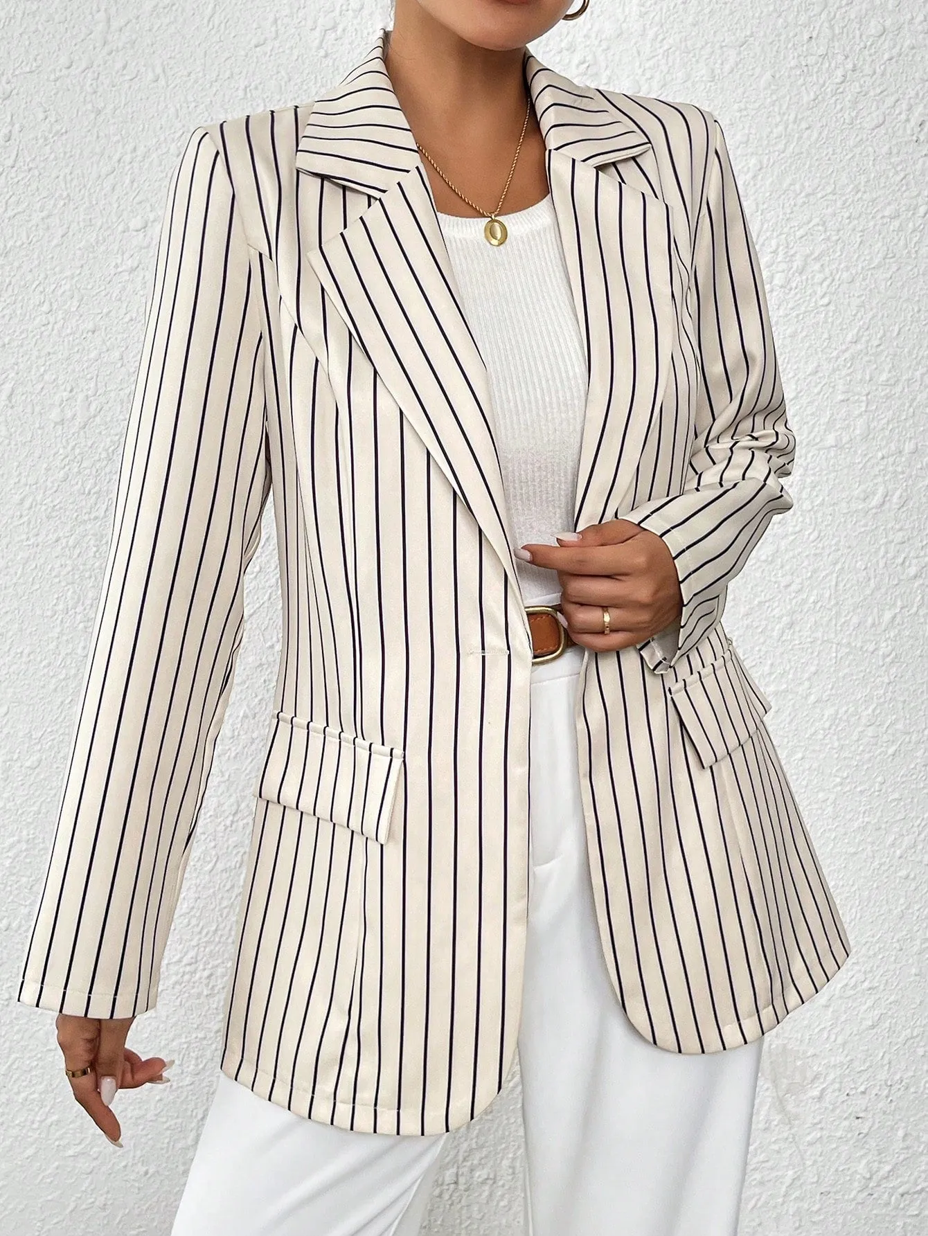 Blazer minimalista de rayas para mujer