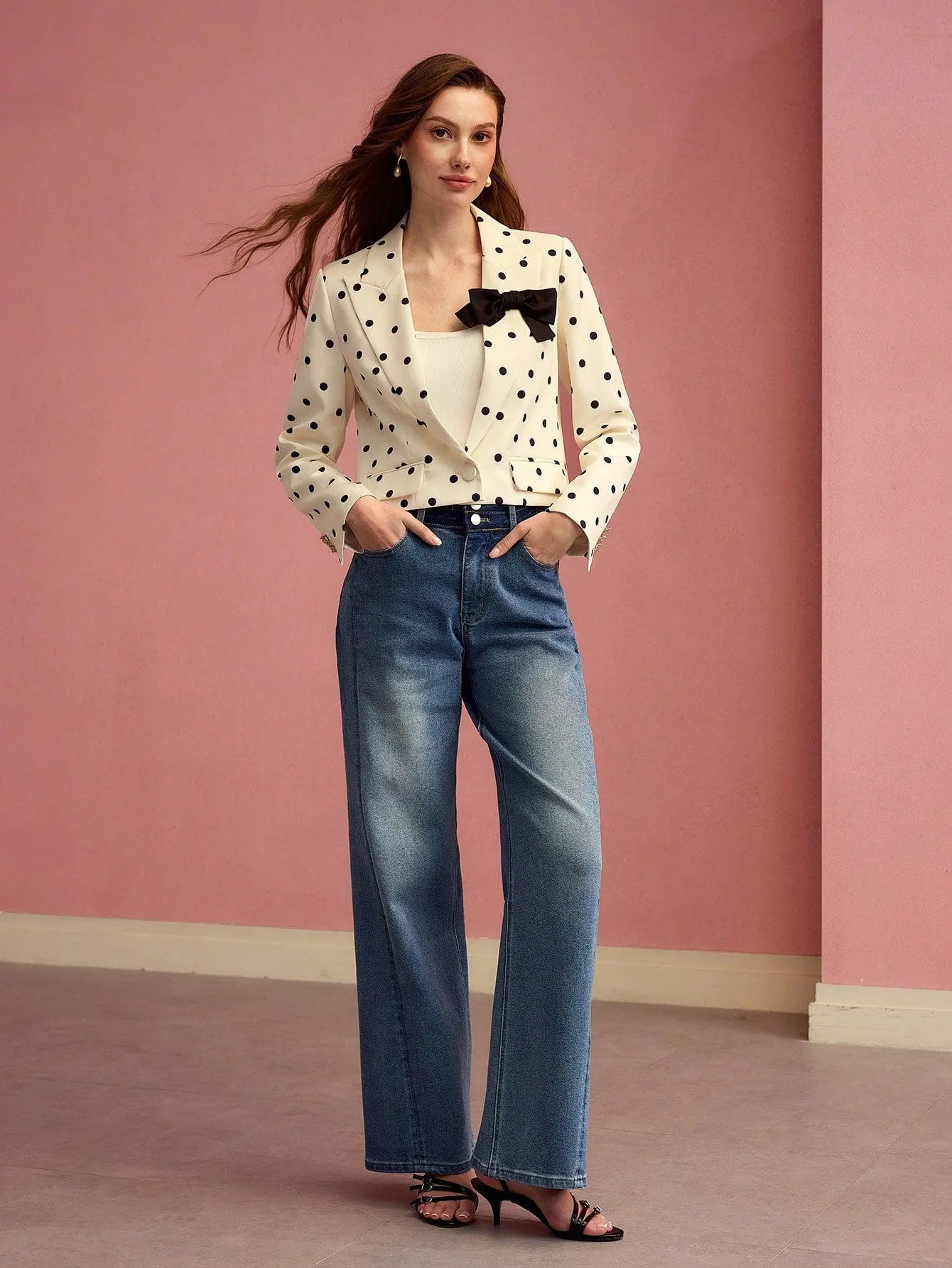 Blazer MOTF PREMIUM con moño de lunares en Cherry Vibes