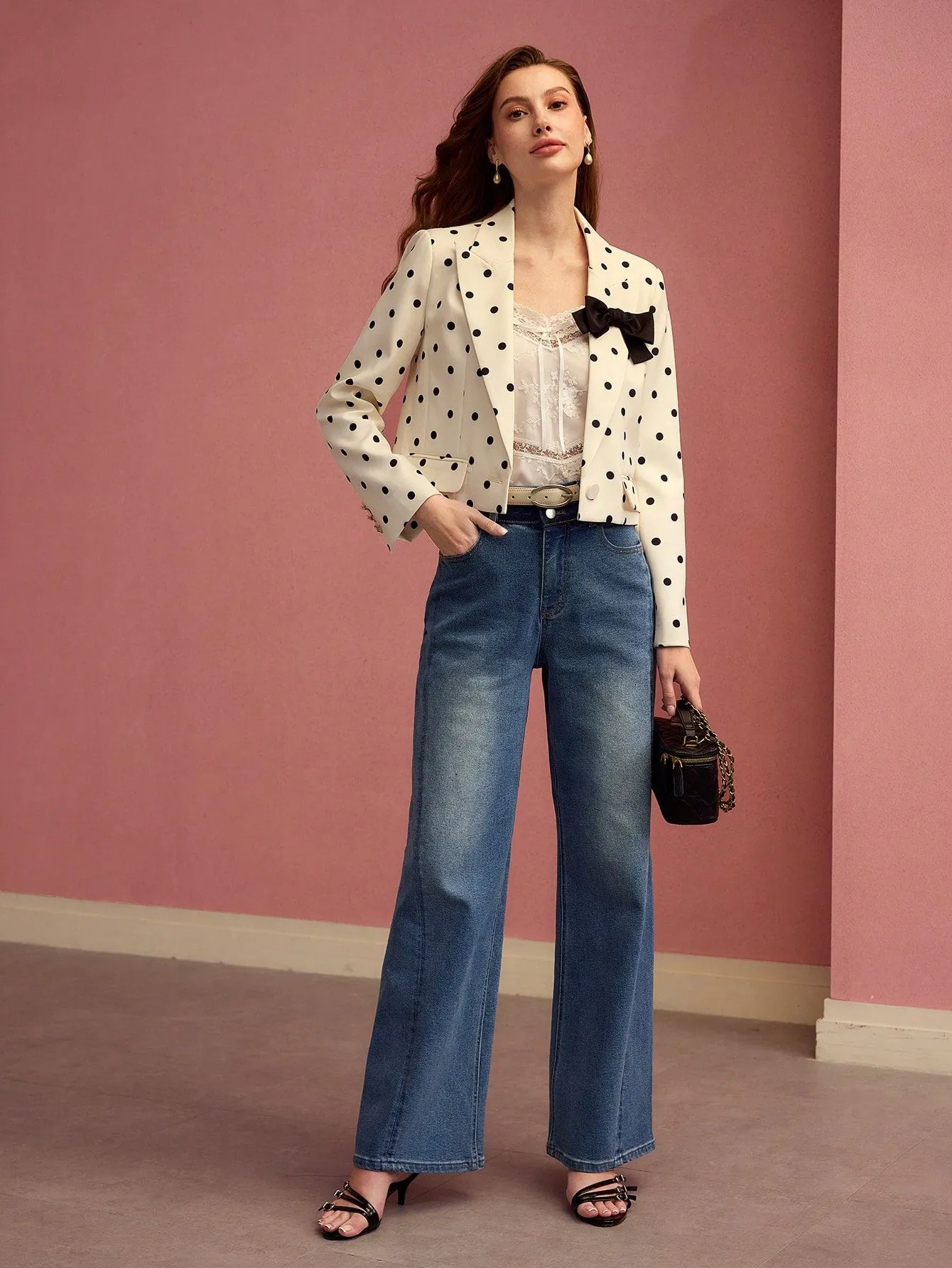 Blazer MOTF PREMIUM con moño de lunares en Cherry Vibes