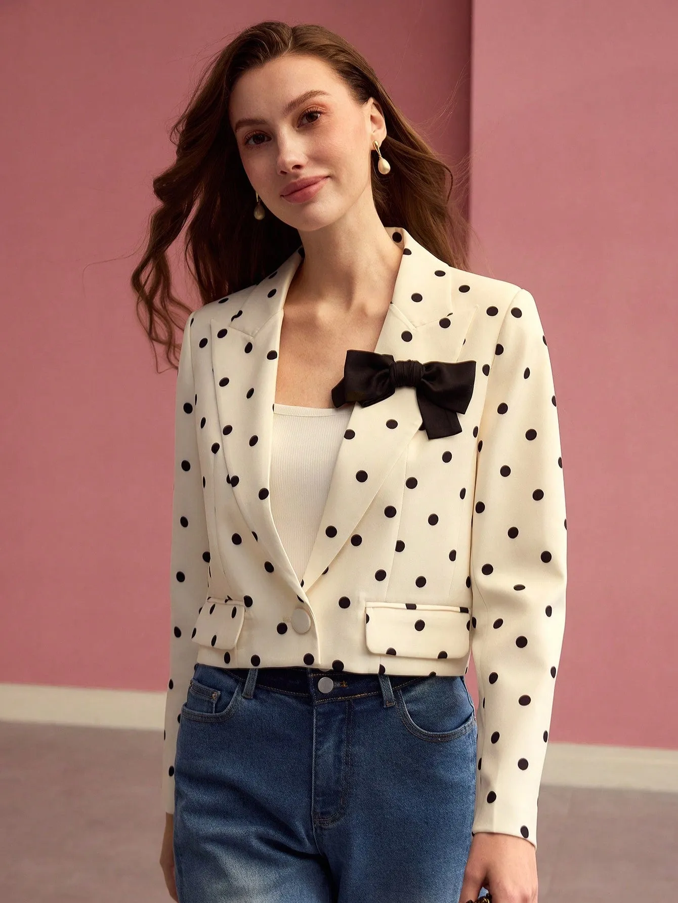 Blazer MOTF PREMIUM con moño de lunares en Cherry Vibes