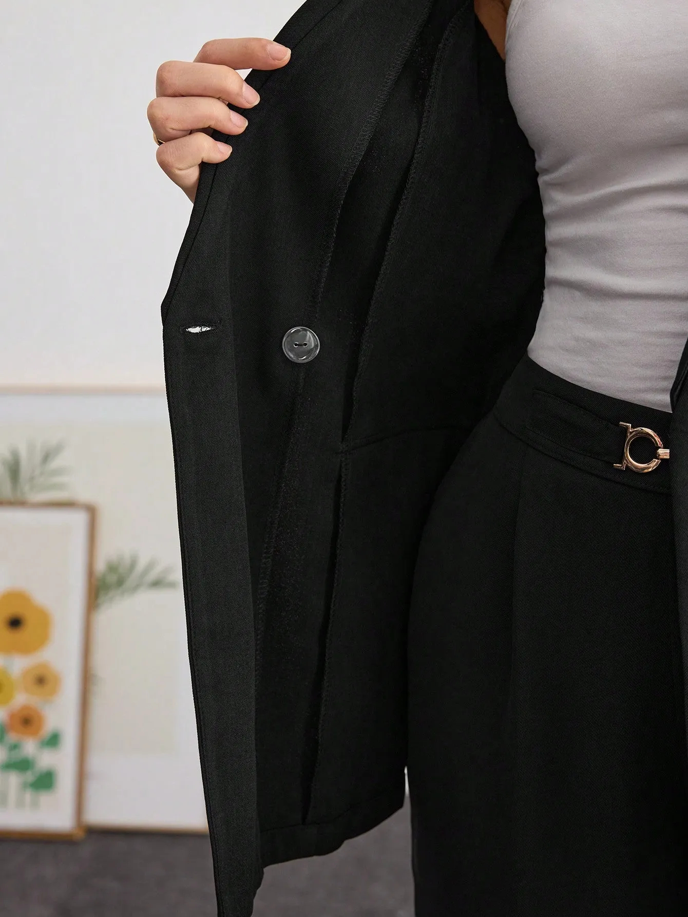 Blazer negro elegante con estampado de leopardo