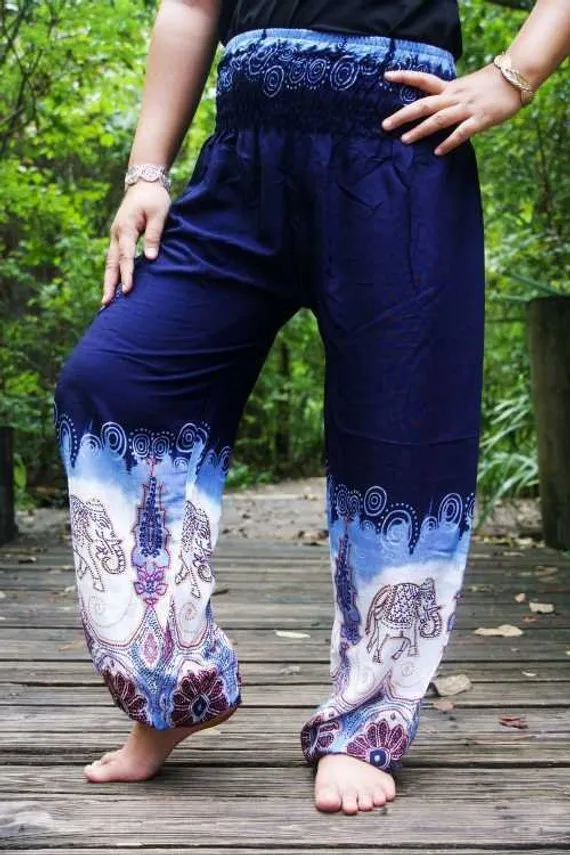 Blue and White Elephant Pants