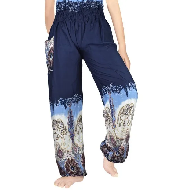 Blue and White Elephant Pants