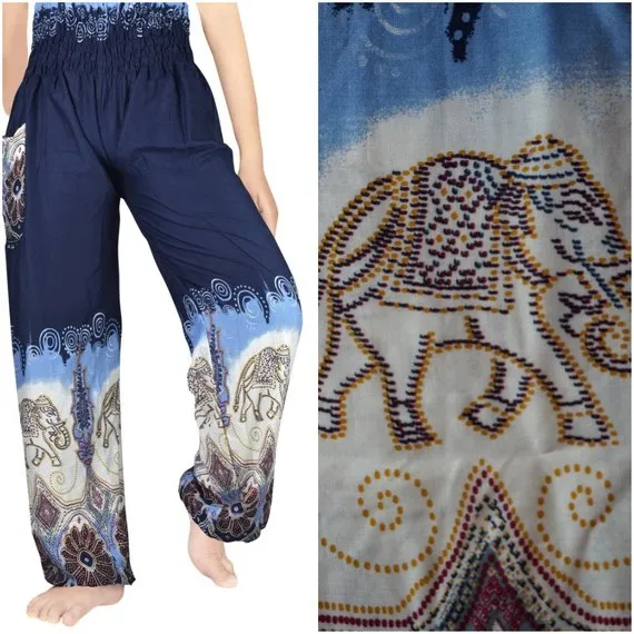 Blue and White Elephant Pants